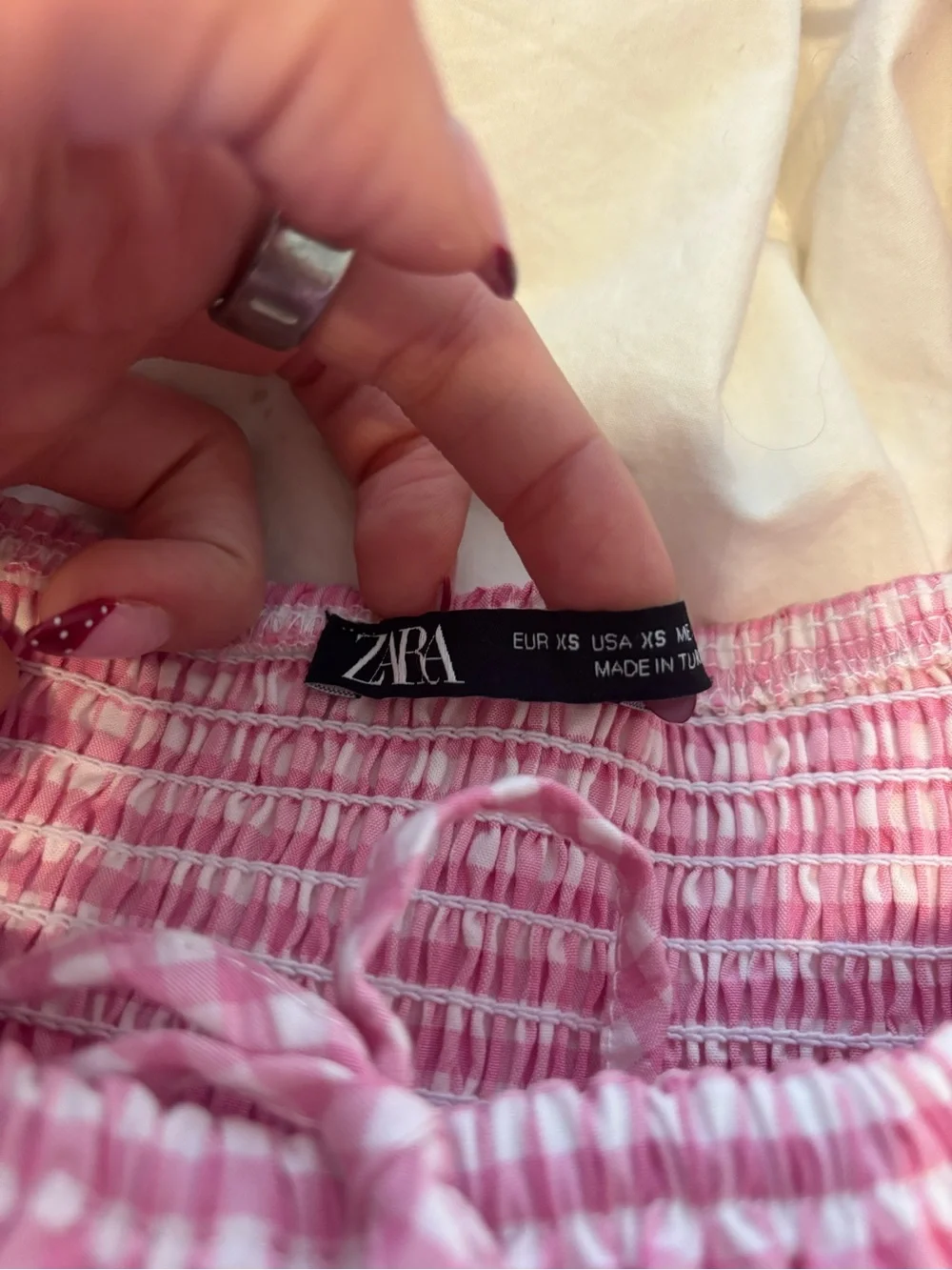 Zara Pink Gingham Puff-Sleeve Sundress - Picture 3 of 4